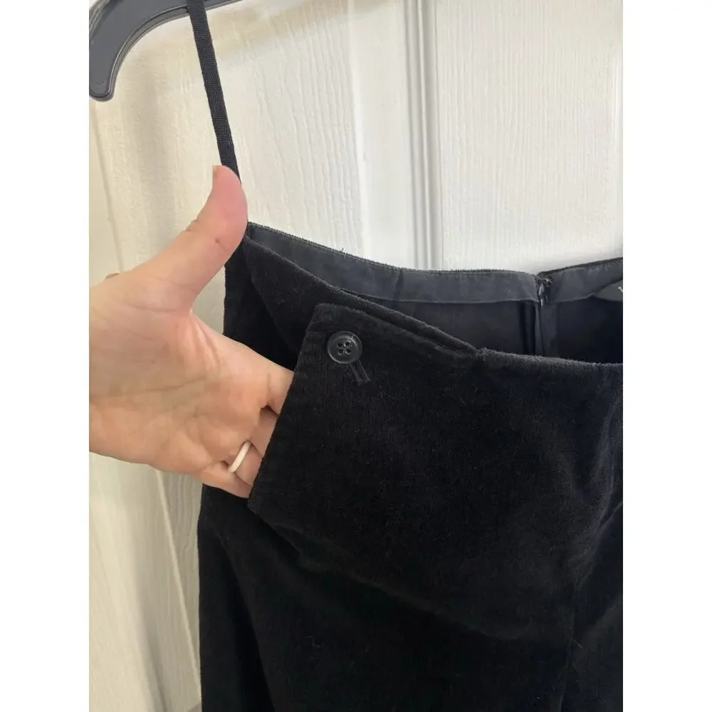 Vtg 90s J Crew Black Velvet Straight Pants Sailor Trousers Size 6/8 Preppy Goth